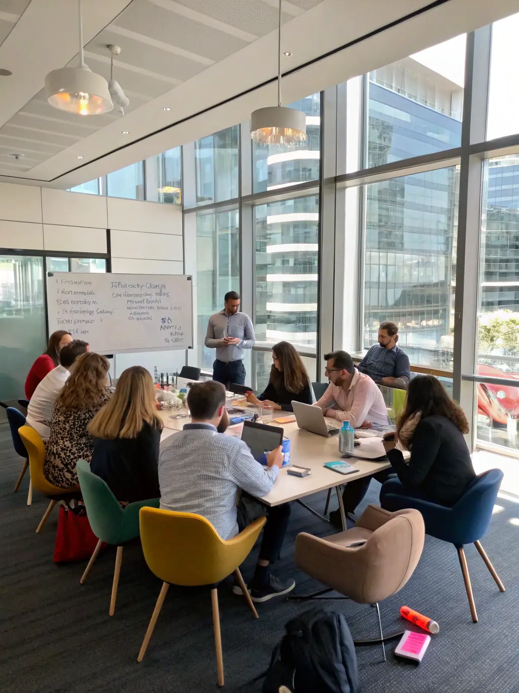 An image of a branding workshop with brand logos and positioning maps, used to illustrate DemandWerk's Branding & Positioning services.