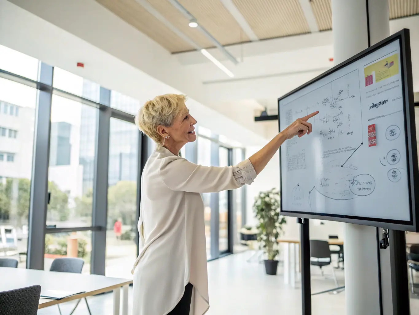 A branding consultant is presenting a brand strategy document to a client, outlining the brand's mission, values, and visual identity to create a cohesive and impactful brand presence.